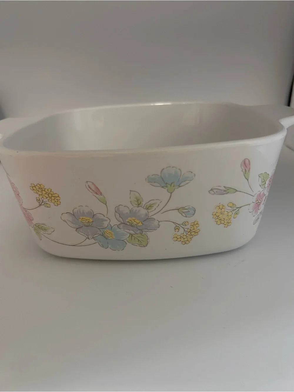 Vintage Corning Ware Pastel Bouquet Covered Casserole Dish with Glass Lid